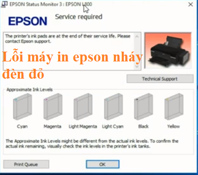Lỗi service required máy in epson khi in
